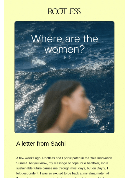 Gender Equality Month themed email from Rootless